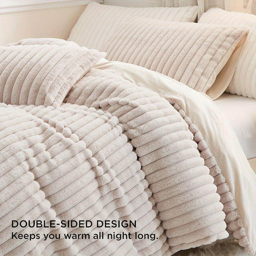 Winter Faux Rabbit Fur Duvet Cover Set - My Store