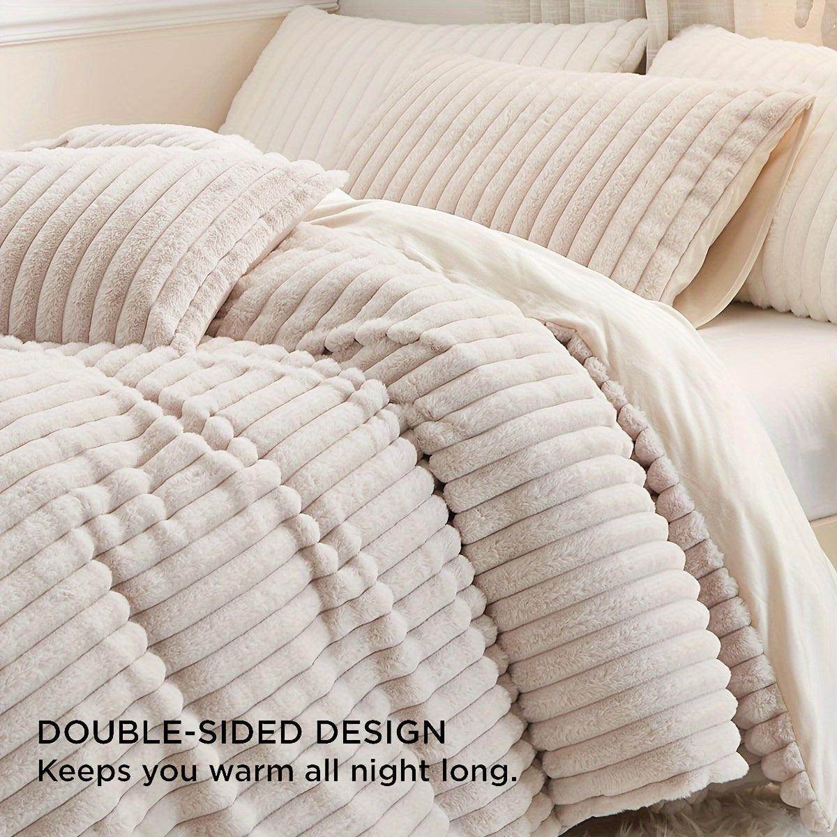 Winter Faux Rabbit Fur Duvet Cover Set - My Store