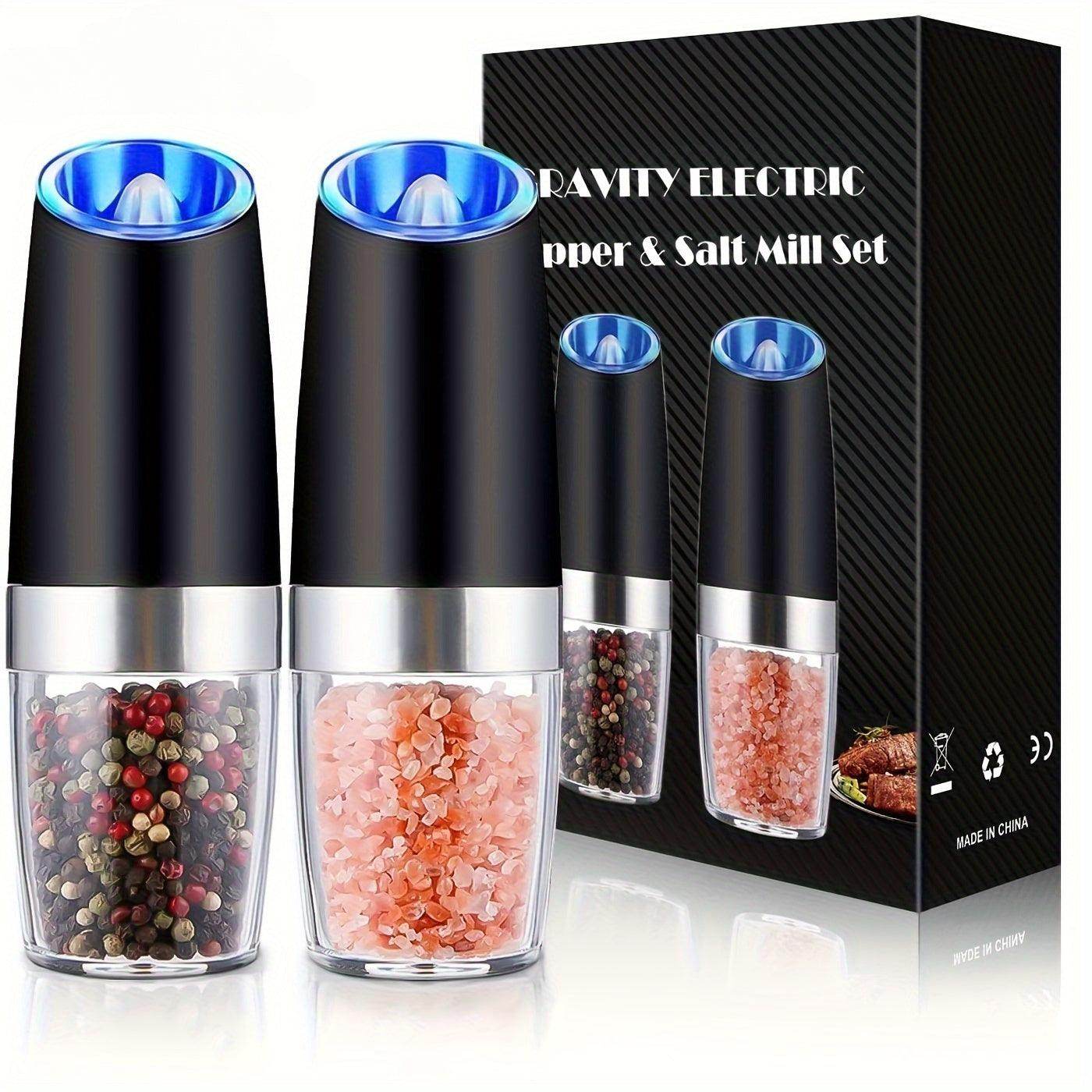 2pcs Gravity-Powered Electric Salt & Pepper Grinder Set - My Store