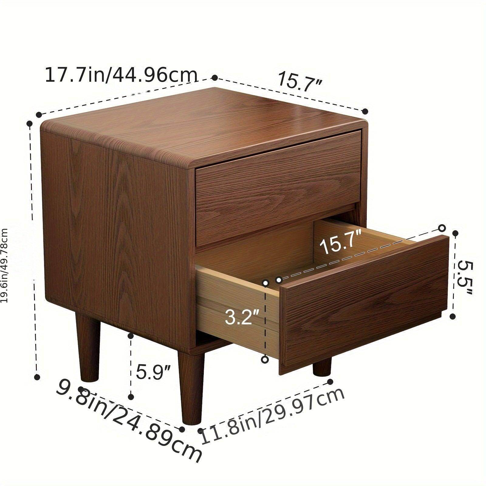 Solid Wood Nightstand with Drawers - My Store