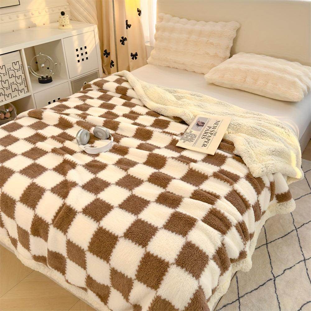 Charming Checkered Plush Fleece Blanket - My Store