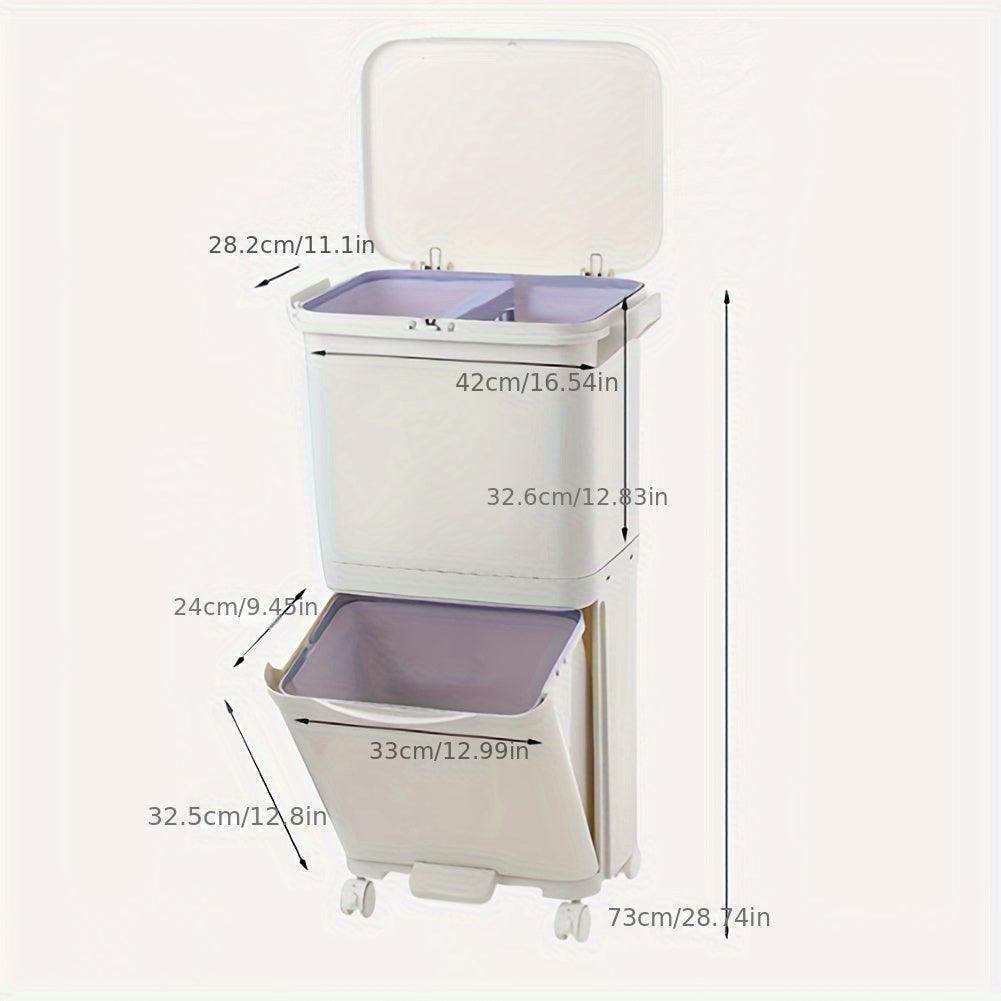 38L Plastic 2-Tier Recycling Rubbish Bin - My Store