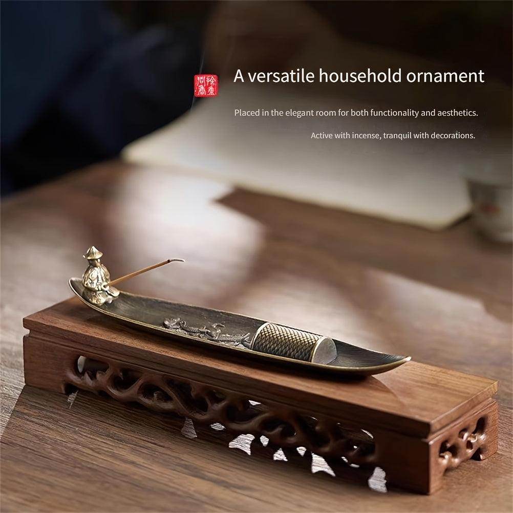 Traditional Boat-Shaped Metal Incense Burner - My Store