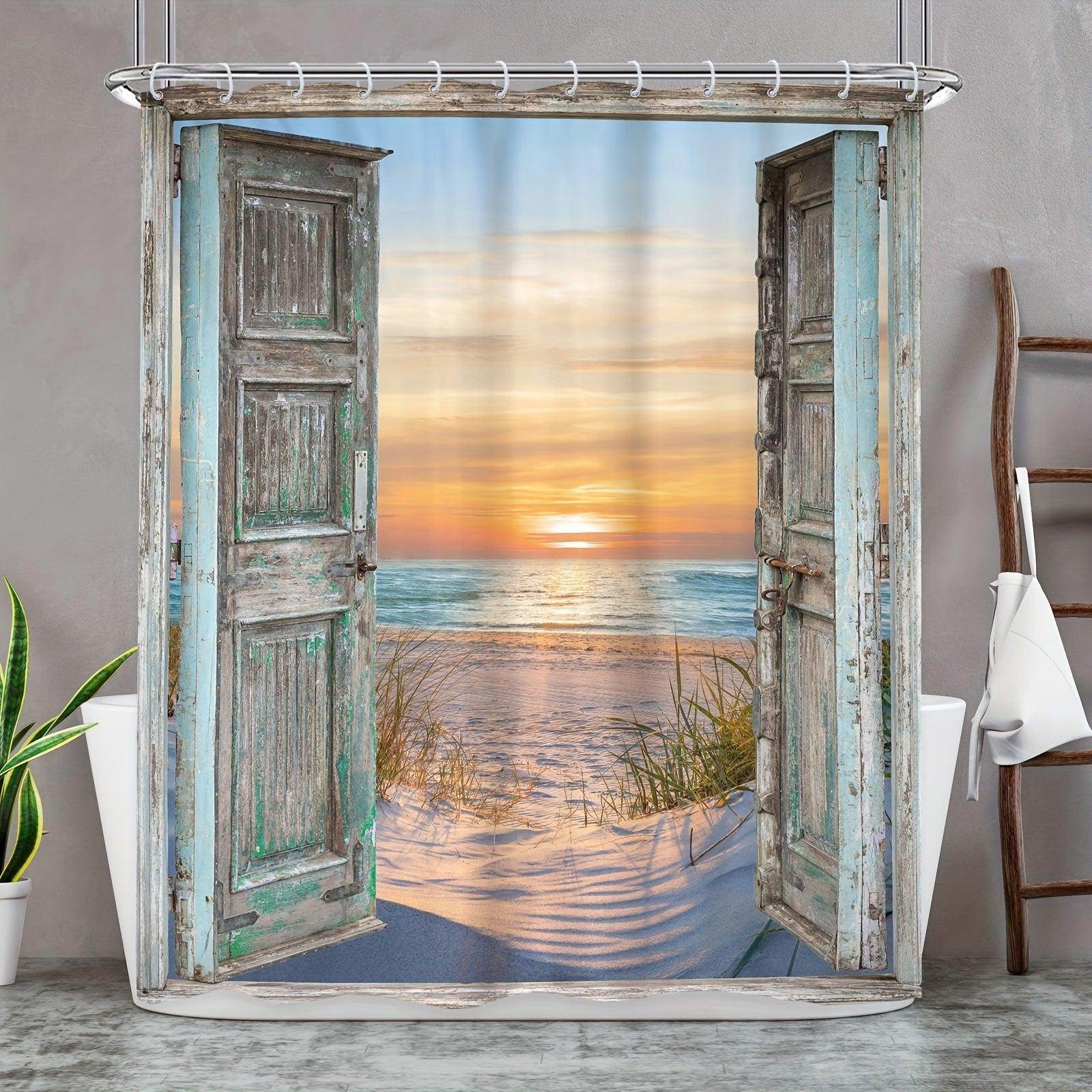 Beach Barn Door Shower Curtain - My Store